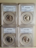 PCGS PR68 1959, 1960 and 1962 and PR67CAM 1961 Silver Washington Quarters