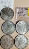 5 US Silver Peace Dollar Die Error and VAM varieties - 3 1922, 2 1922-D