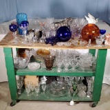 3 Tier Cart of Carnival, Retro and Elegant Glass, Fine Porcelains and More