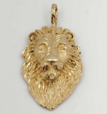 14k Gold Lions Head Pendant