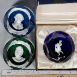 3 Baccarat Window Panel Cut Cameo in Crystal Paperweights