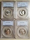 4 PCGS MS and PR 66 Silver Washington Quarters- 1947-D, 1957, 1958 and 1956