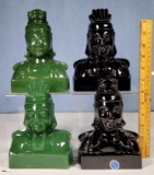 2 pair Imperial Cathay 1950s Emperor and Empress Bookends (Black and Jade)