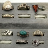 9 Sterling Silver Rings incl. Vintage