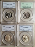 4 MS66 PCGS Silver Washington Quarters - 1947-S, 1956, 1958, 1958-D