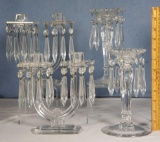 2 Pr Heisey Prism Draped Candlestick Sets