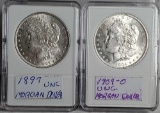 2 Scarce Date Uncirculated Morgan Silver Dollars - 1897 and 1904-O