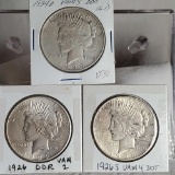 3 US Silver Peace Dollar Die Varieties- 1926 DDR VAM-2, 1926-S VAM 4 Dot and 1934-D VAM 3 DDO Med D