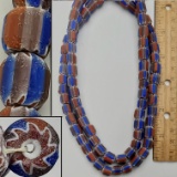 Lot Of 2 Strands Vintage African / Venetian Multi Layer Chevron Trade Beads