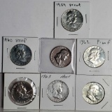 8 Proof Franklin Silver Half Dollars