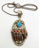 Vintage Navajo Sterling Claw Pendant Necklace by Elaine Smith