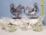 5 Elegant Glass Rooster Figurines