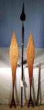 Ethnic Hand Carved Wooden Paddle Oars and African Throwing Spear