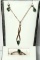 14K Yellow Gold, Emerald & Diamond Pendent, Ring & Earrings