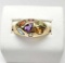 Modern 10k Gold Dome Style with Multi Semi Precious Stones Ring