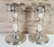 Pair of Weighted Sterling Silver Candlesticks with Sterling Bobeches with Crystals