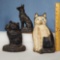 2 Cast Iron Cat Doorstops and Spelter German Shepherd Bookend