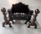 Pair Of Cast Iron Fire Dogs Fireplace Andirons and Insert