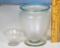 Steuben Carder Era Verre de Soie Art Glass Vase with Blue Rim and Footed Art Glass Salt