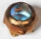 Louis Comfort Tiffany Favrile Iridescent Pigtail Swirl Salt with Cupped Rim and Blue Interior