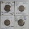 4 1867 Shied Nickel Die Varieties Repunched Dates