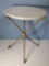 Marble Top Accent Table with Iron Arrow Pedestal