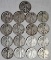 17 Mixed Date Walking Liberty Half Dollars