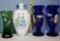 4 Antique Hand Painted European Style Glass Vases