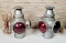 Pair of Electrified Adlake Railroad Lamps Each with 3 Red Bullseye Lens