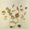 Lot Of 16 Yellow 14K Gold Charms & Charm Holder with 2 Memory Rings