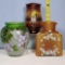 3 Hand Painted Glass Vases