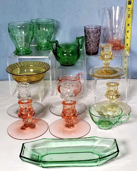 15 Pcs Heisey Colored Glass