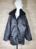 Vintage Black Leather & Shearling Reversible Walter Davoucci Coat