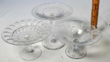 3 Art Crystal Compotes including Libbey and Hawkes