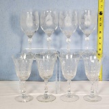 2 Sets of 4 Heisey Crystal Stems King Arthur Diana and Jamestown Candlelight with cutting