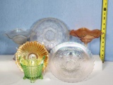 5 Northwood, Fenton and Dugan Carnival Glass Baskets, Compotes and Bowls