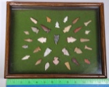 Shadow Box of Native American Arrowheads