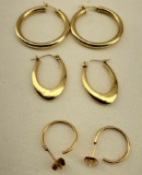 3 Pair of 14K Yellow Gold Hoop Earrings