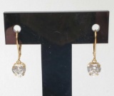 14k Gold Dangle Heart Pierced Earrings