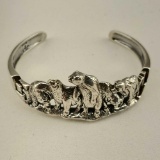 Kabana Fine Jewelry Sterling Silver 5 Bears Cuff Bracelet