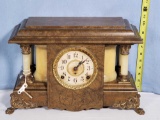 Seth Thomas Mantle Clock with Faux Onyx Pillars