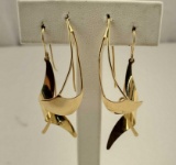 2 Pair of 14K Yellow Gold Flag Wire Earrings