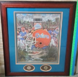 Autographed 1996 UF Gators National Champions Poster w/ Silver Coins & COA