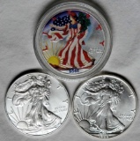 3 Silver Eagle Bullion 1 oz .999 Fine Silver Coins -