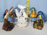 5 Figural Porcelain and Ceramic Bird Flower Arrangers