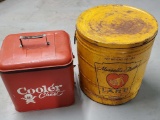 Vintage Red Cooler, Rare Eskimo By Cooler Chest & 110 Lbs Morrell's Pride Lard Tin