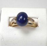 14k Gold Ring with Lapis and Blue Synthetic Stones