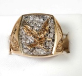 Men's 10k Gold Flying Eagle Ring with Diamonds