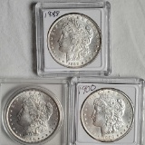3 Morgan Silver Dollars - NM/MS/UNC - 1888, 1896 and 1900