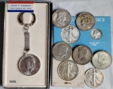 US Silver Half Dollars (4 1964-D Kennedy, 1954-D & 1958-D Franklin, 1947 & 1943 Walking Liberty) etc